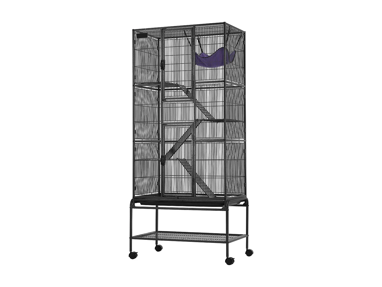 Cage à Furet SucceBuy en Métal, à 4 Niveaux de 175 cm avec Plateau et 3 Rampes pour Petits Animaux