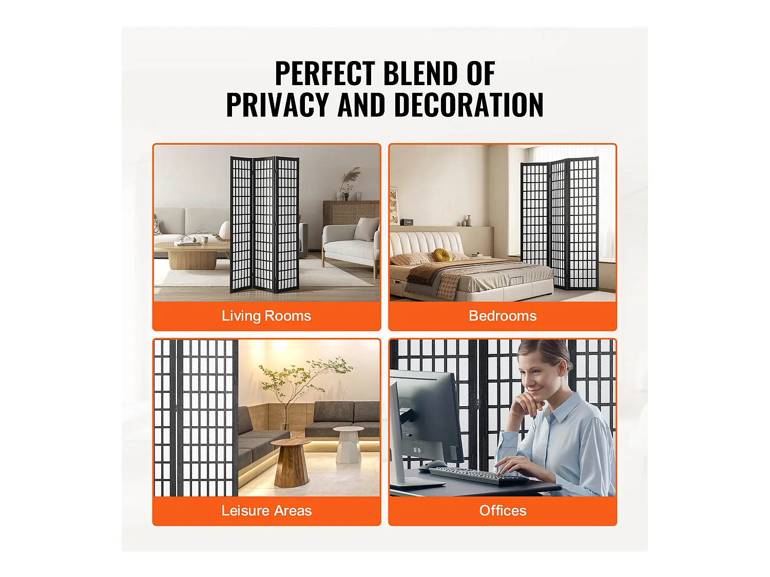 Cloison de Séparation SucceBuy, Cloison de Séparation Japonaise à 3 Panneaux, Portable, en bois pivoter à 360°, 120,5 x 170 x 1,9 cm, pour Séparation de Pièce