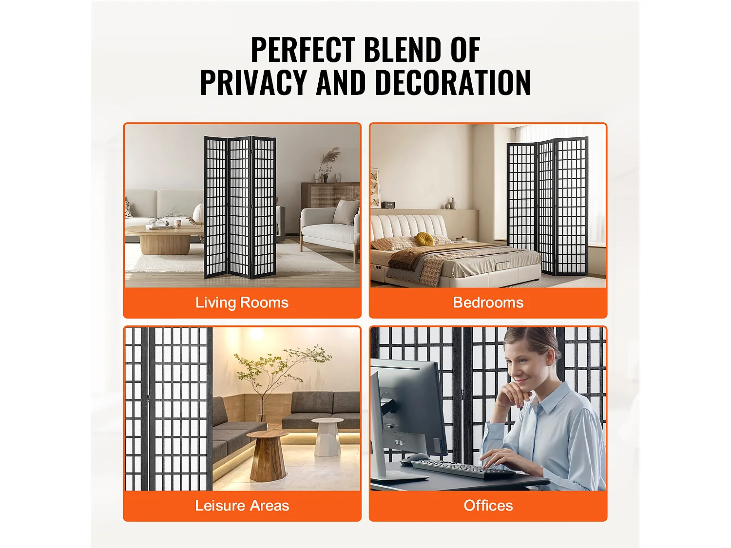 Cloison de Séparation SucceBuy, Cloison de Séparation Japonaise à 3 Panneaux, Portable, en bois pivoter à 360°, 120,5 x 170 x 1,9 cm, pour Séparation de Pièce