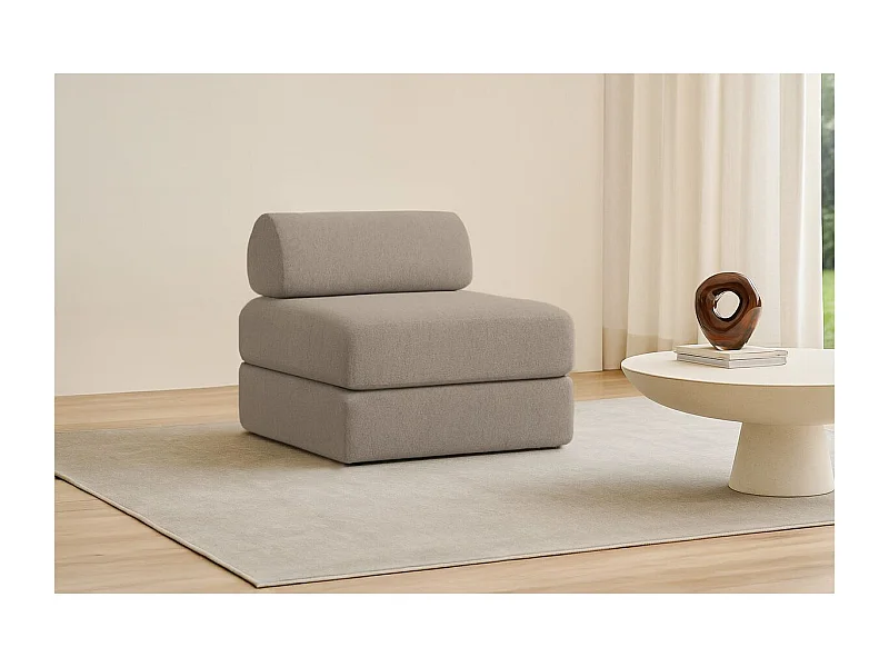 Fauteuil modulable et convertible - Tissu lisse - Taupe
