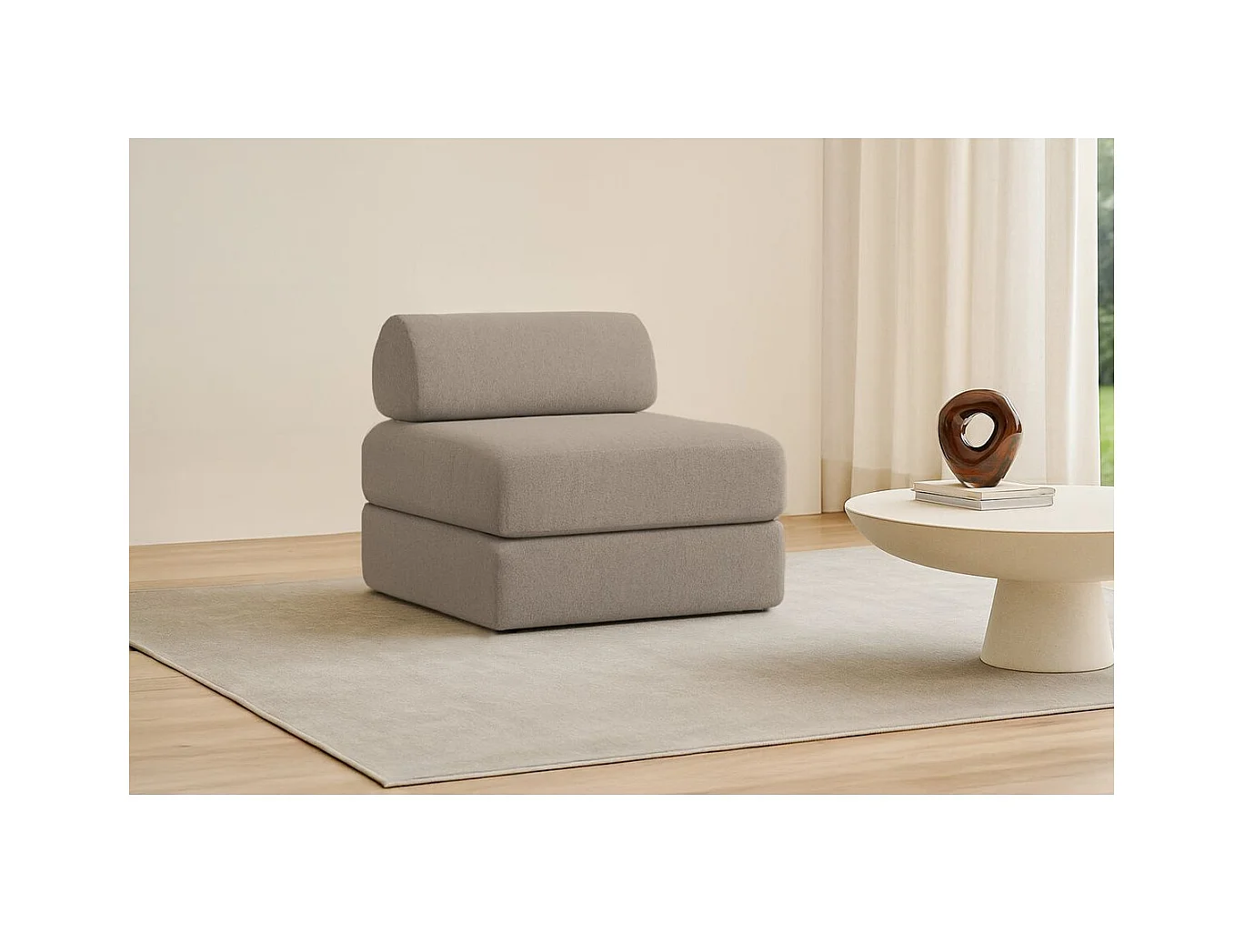 Fauteuil modulable et convertible - Tissu lisse - Taupe