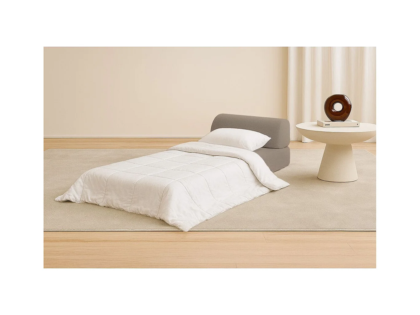 Fauteuil modulable et convertible - Tissu lisse - Taupe