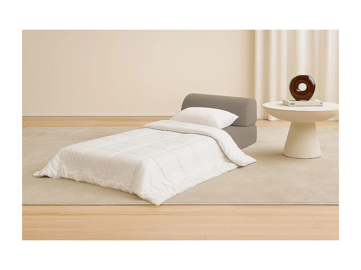 Fauteuil modulable et convertible - Tissu lisse - Taupe