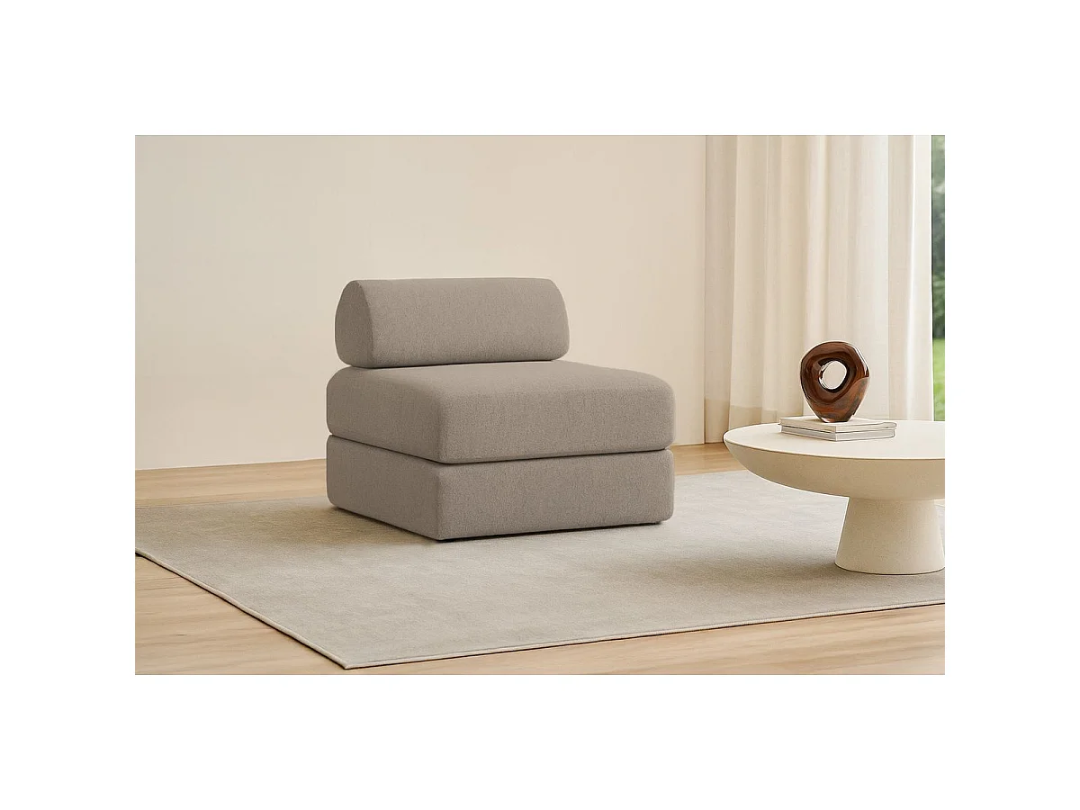 Fauteuil modulable et convertible - Tissu lisse - Taupe