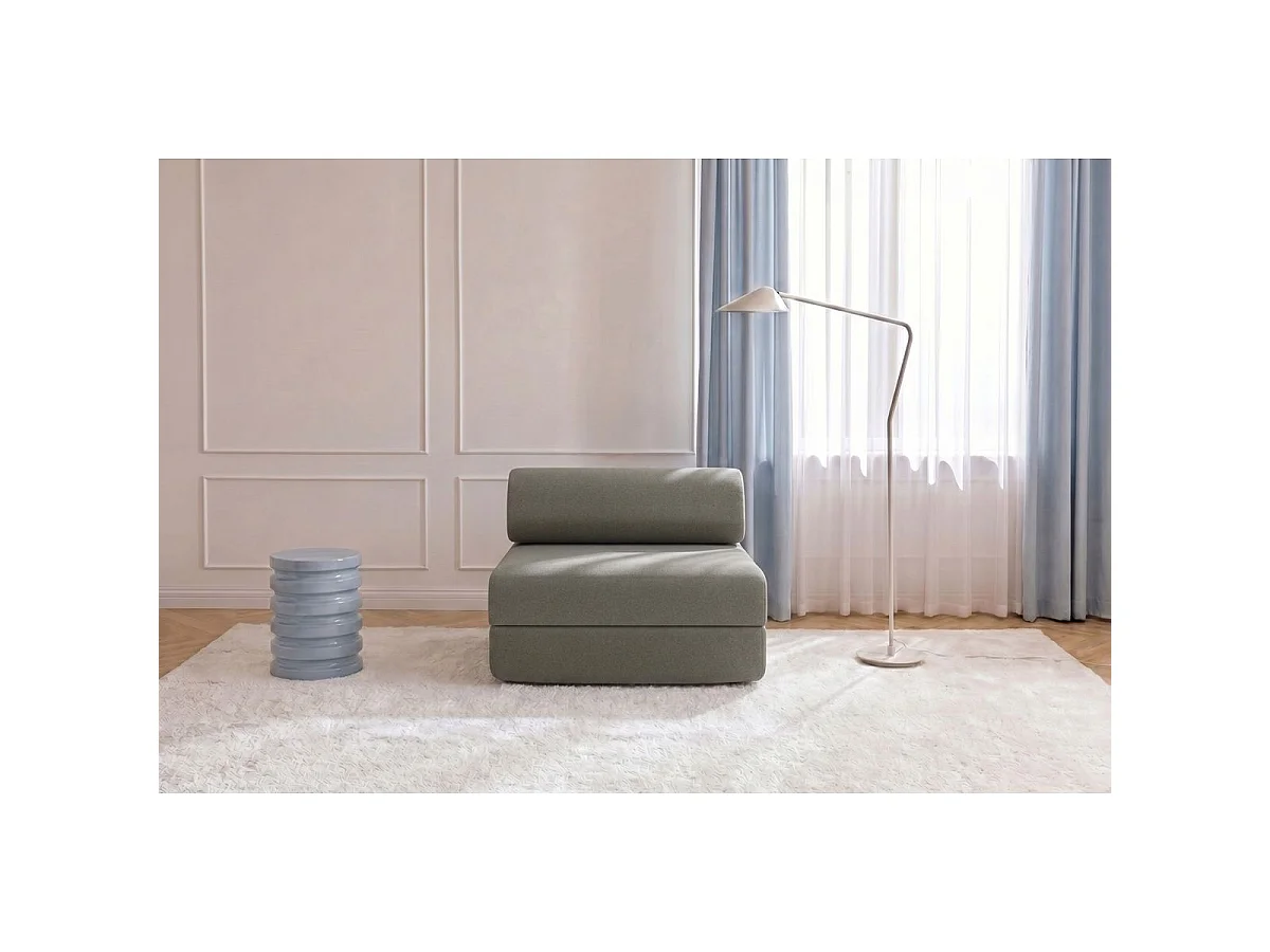 Omvormbare fauteuil in gladde taupekleurige stof