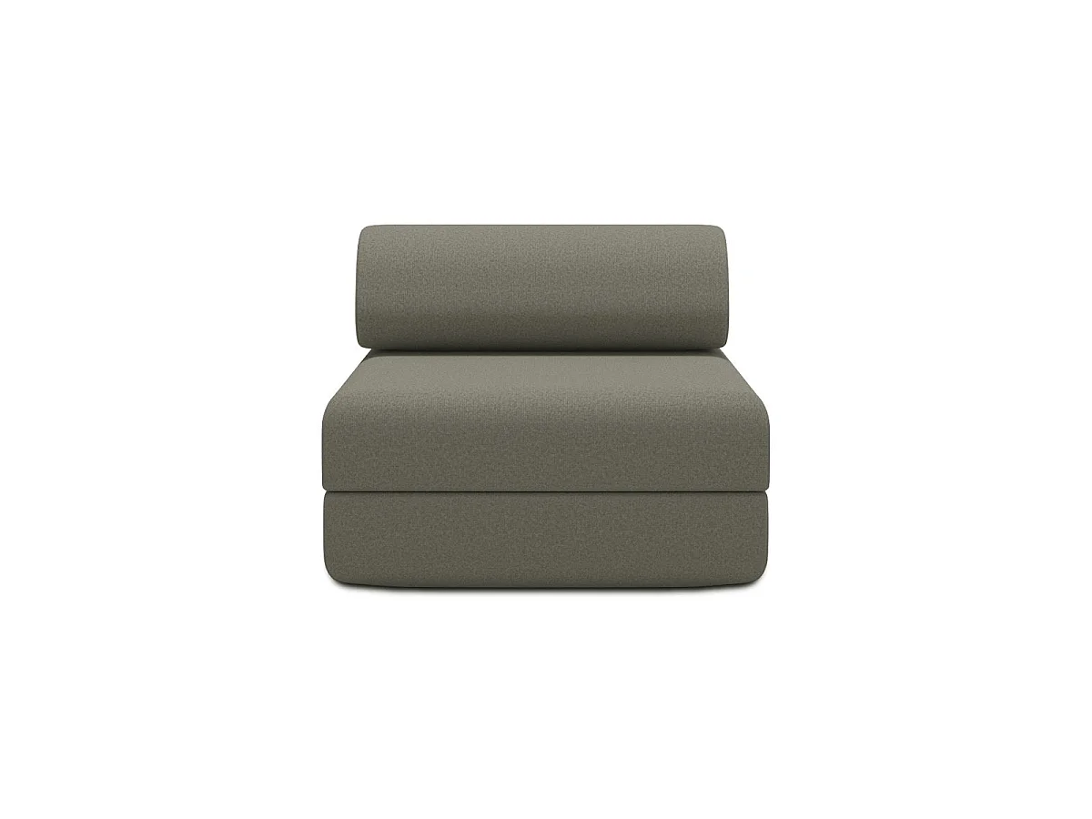 Omvormbare fauteuil in gladde taupekleurige stof