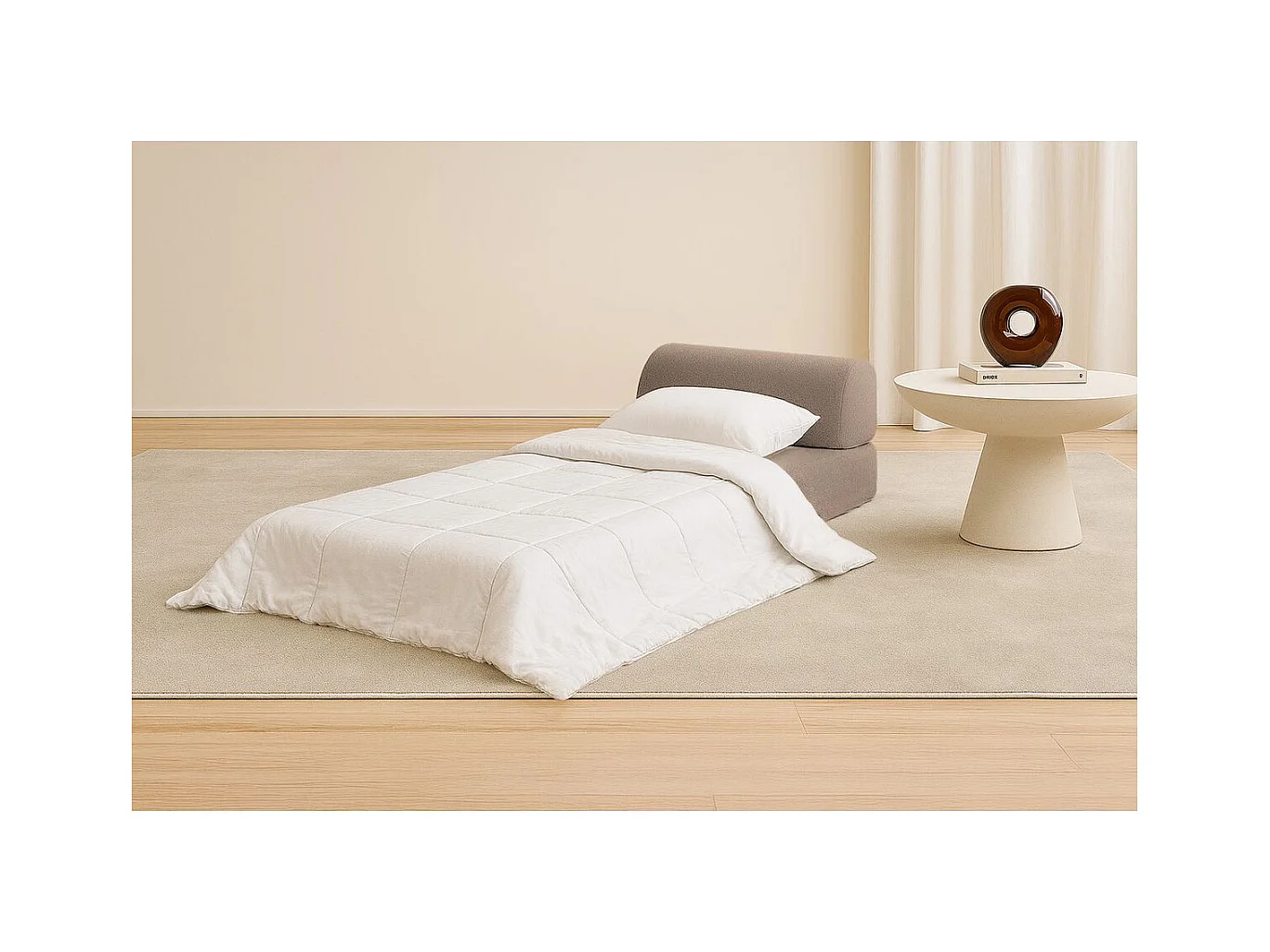 Fauteuil modulable et convertible - Tissu lisse - Marron