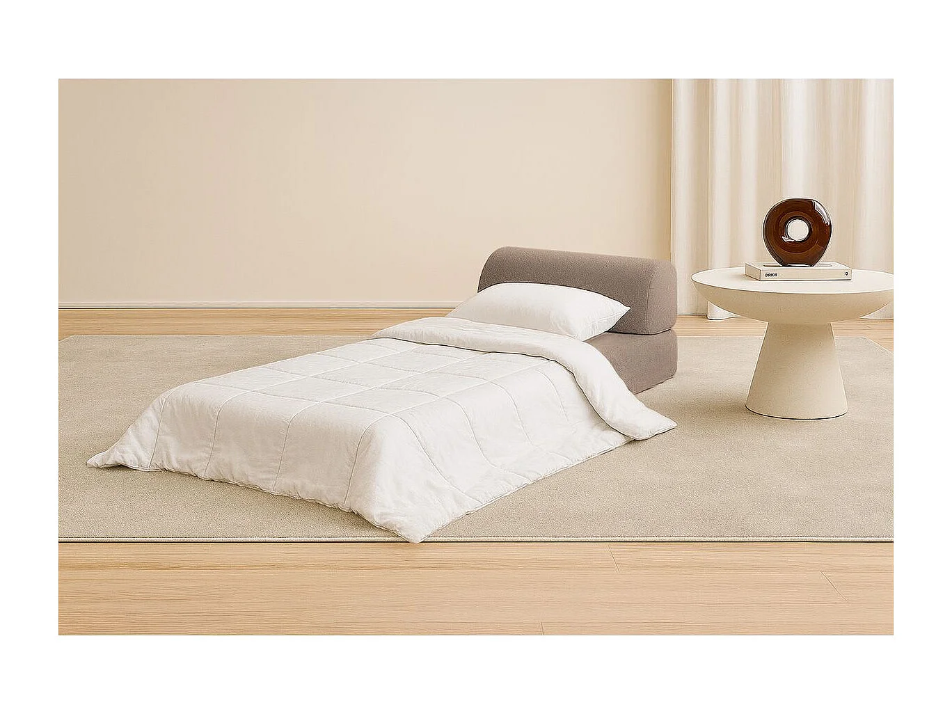 Fauteuil modulable et convertible - Tissu lisse - Marron