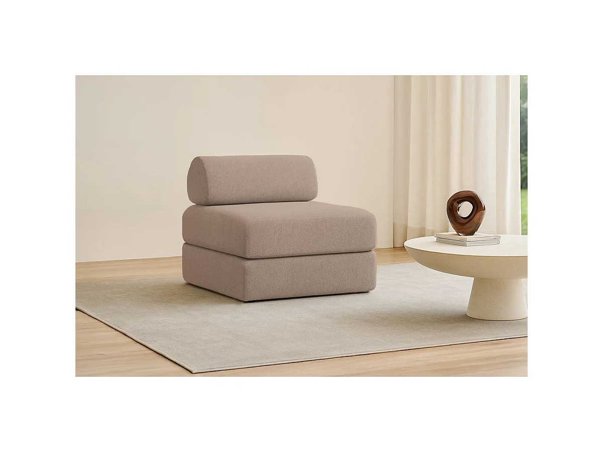 Fauteuil modulable et convertible - Tissu lisse - Marron