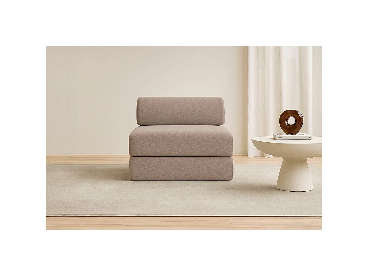 Fauteuil modulable et convertible - Tissu lisse - Marron
