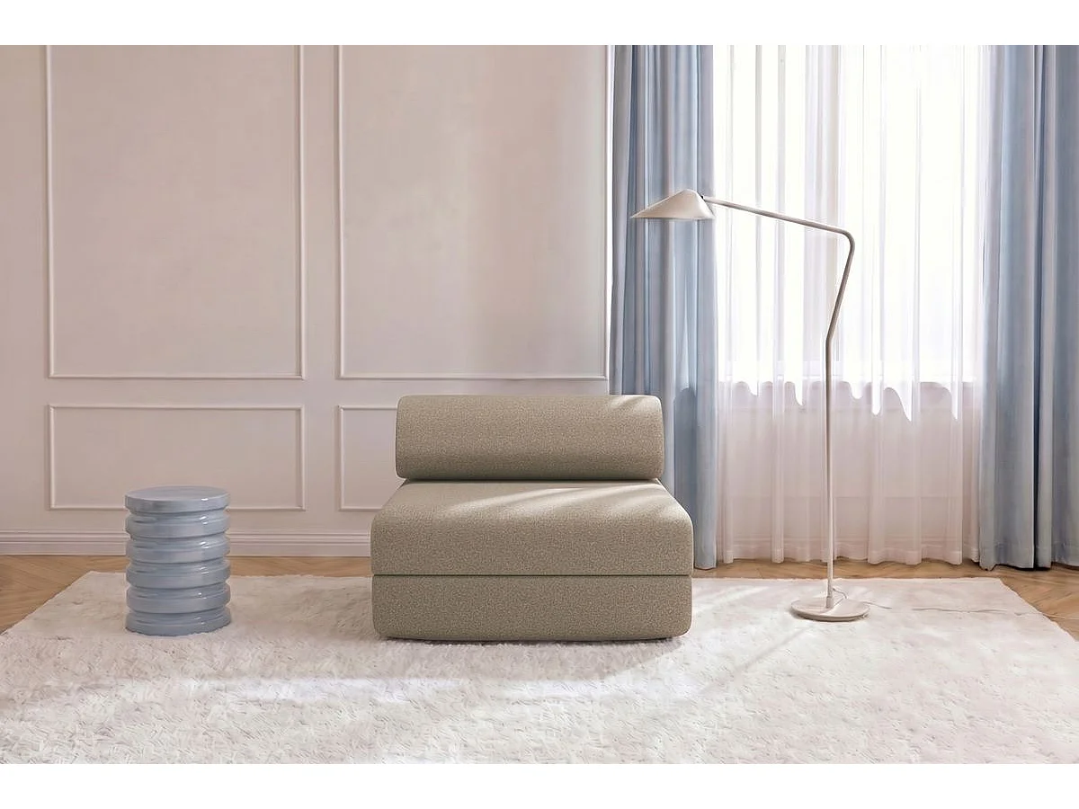 Fauteuil modulable et convertible - Tissu lisse - Marron