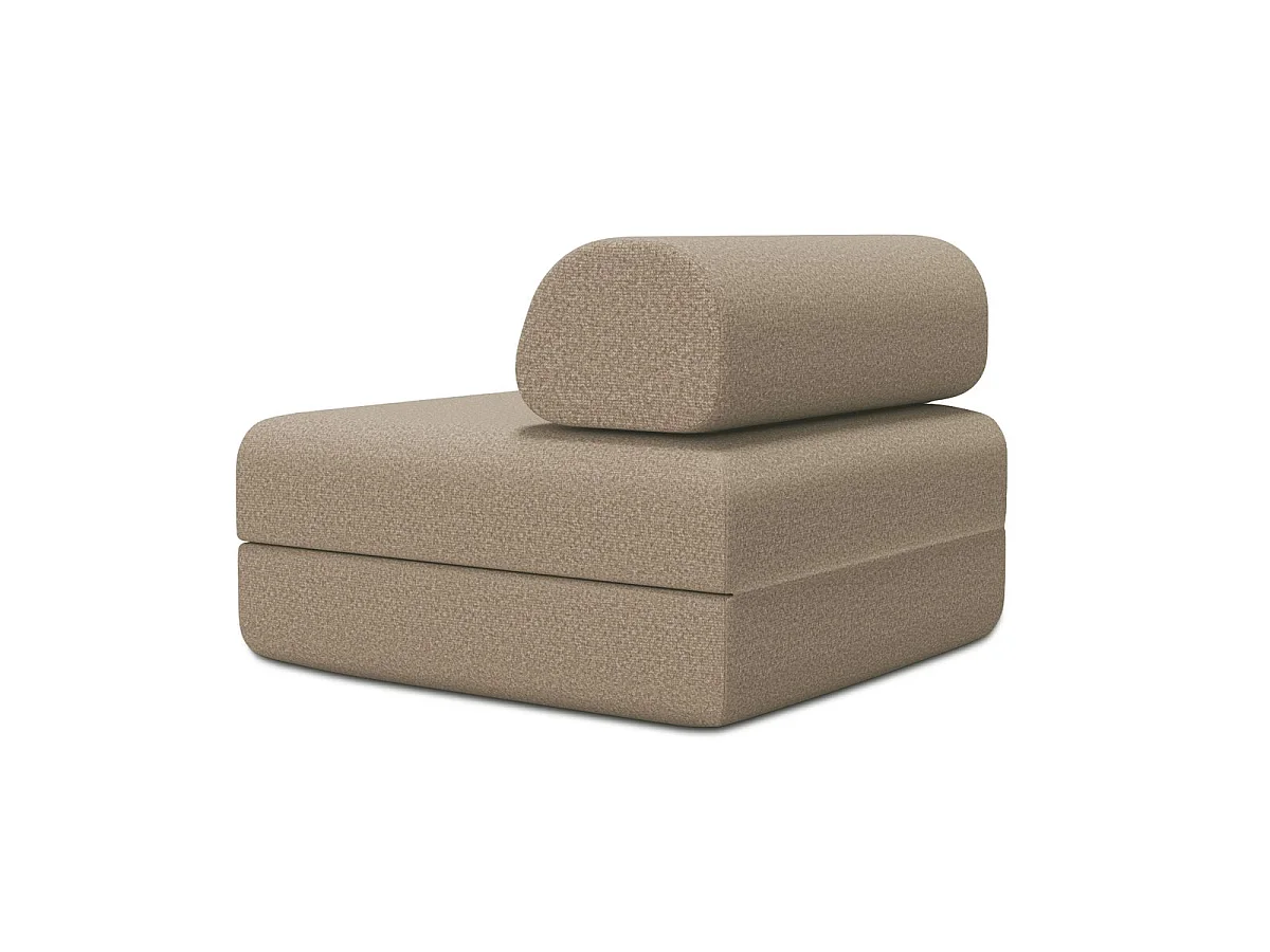 Fauteuil modulable et convertible - Tissu lisse - Marron