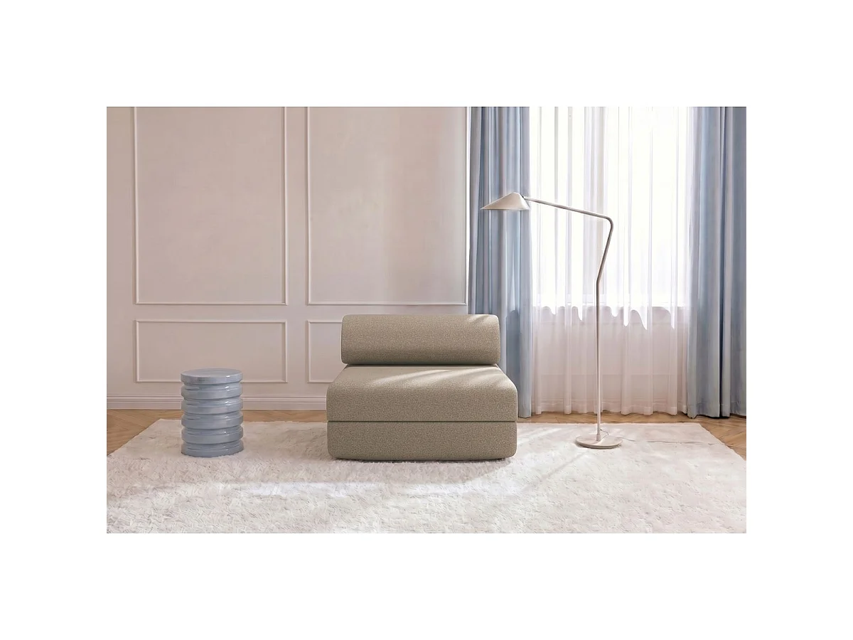 Omvormbare fauteuil in gladde bruine stof