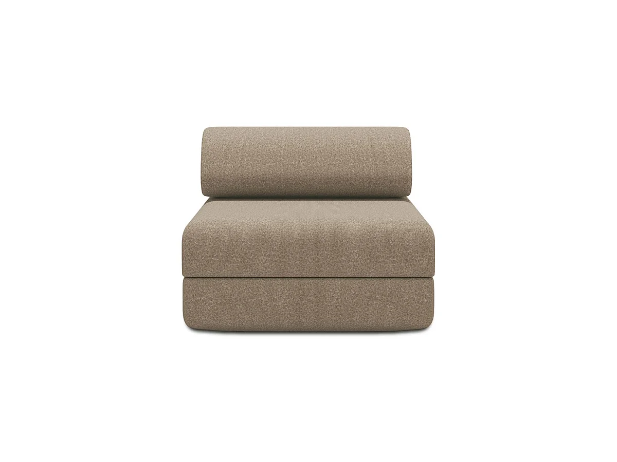 Omvormbare fauteuil in gladde bruine stof