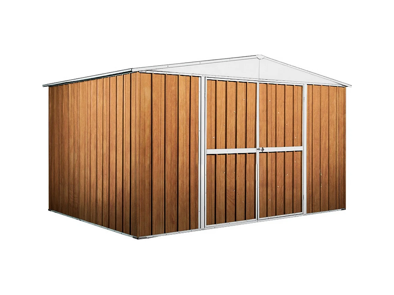 Box attrezzi giardino in Acciaio Zincato 360x260cm x h2.12m - 130KG - 9,36mq - FINITURA LEGNO