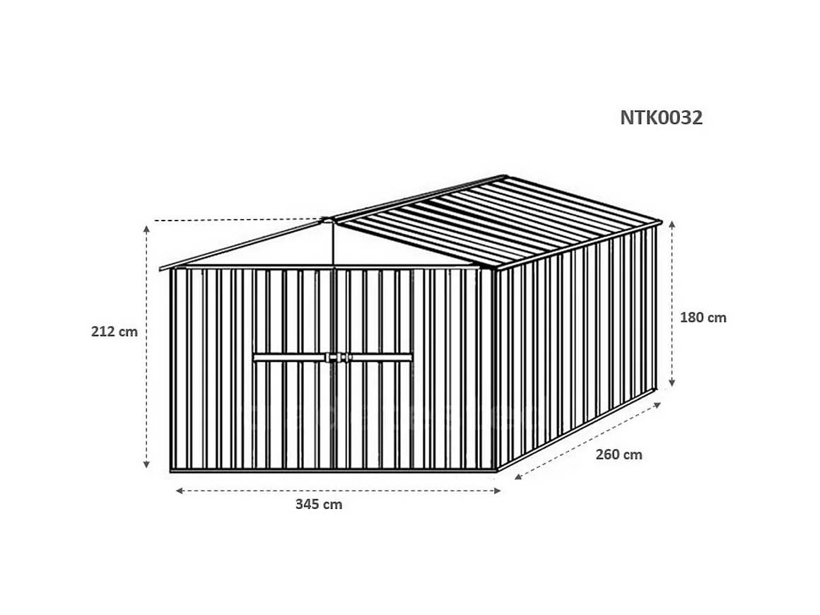Box attrezzi giardino in Acciaio Zincato 360x260cm x h2.12m - 130KG - 9,36mq - FINITURA LEGNO