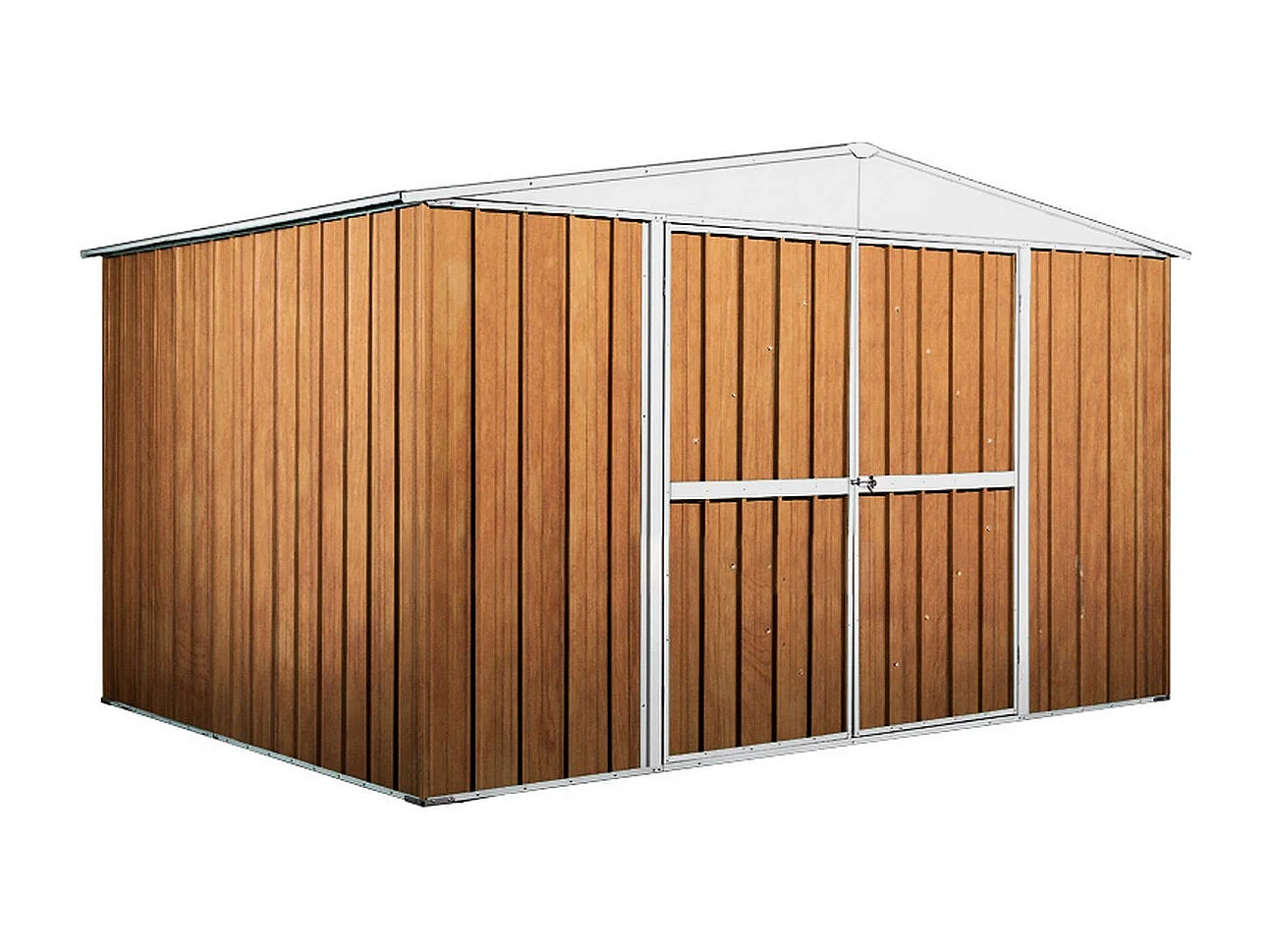 Box attrezzi giardino in Acciaio Zincato 360x260cm x h2.12m - 130KG - 9,36mq - FINITURA LEGNO