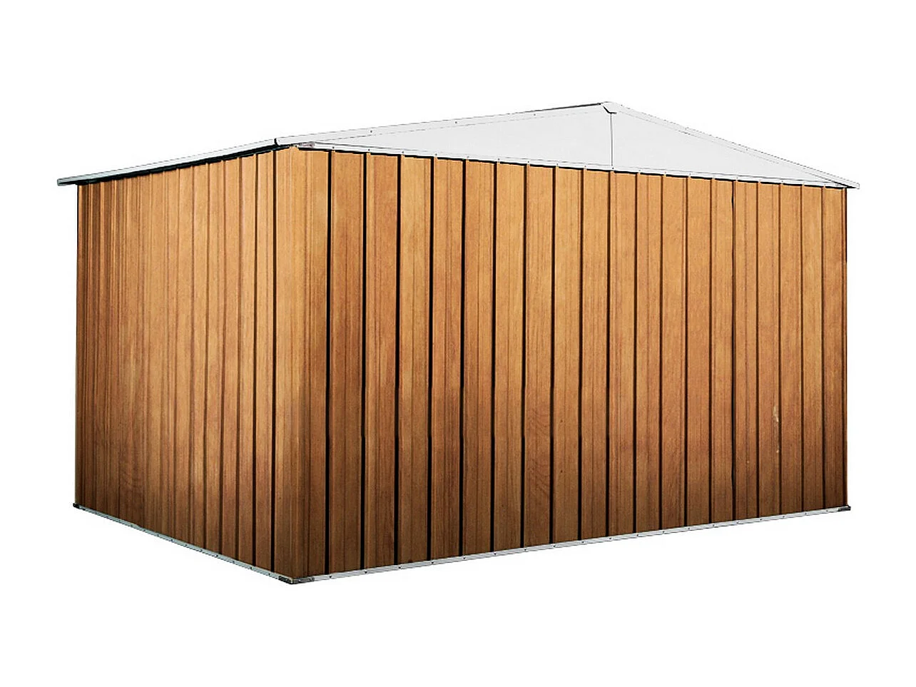 Box attrezzi giardino in Acciaio Zincato 360x260cm x h2.12m - 130KG - 9,36mq - FINITURA LEGNO