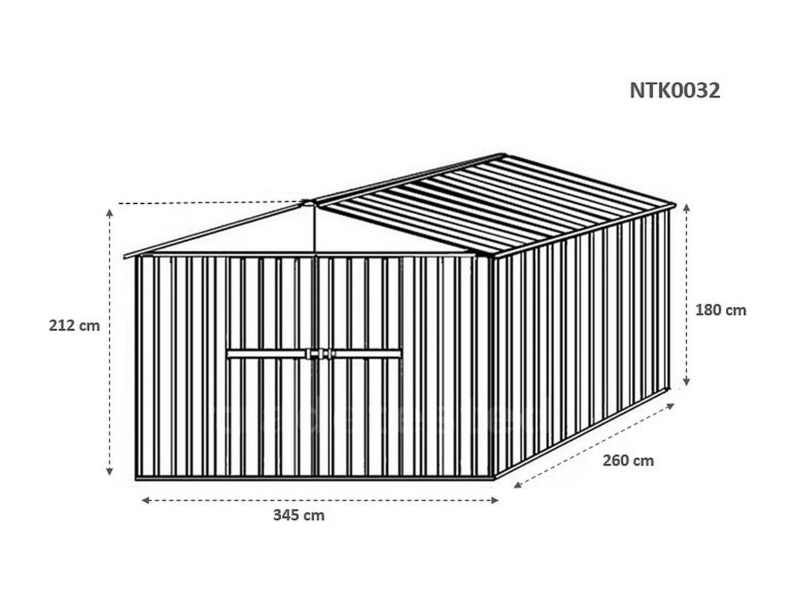 Box attrezzi giardino in Acciaio Zincato 360x260cm x h2.12m - 130KG - 9,36mq - BIANCO