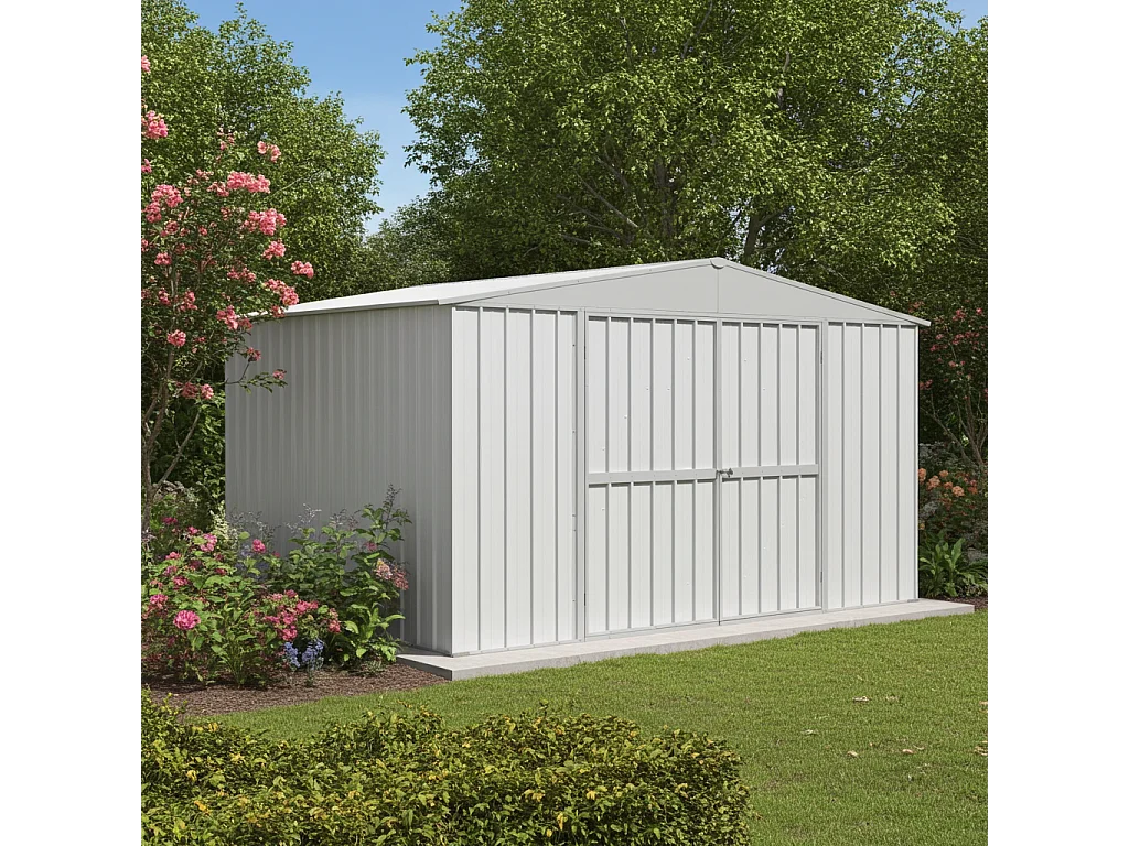 Box attrezzi giardino in Acciaio Zincato 360x260cm x h2.12m - 130KG - 9,36mq - BIANCO