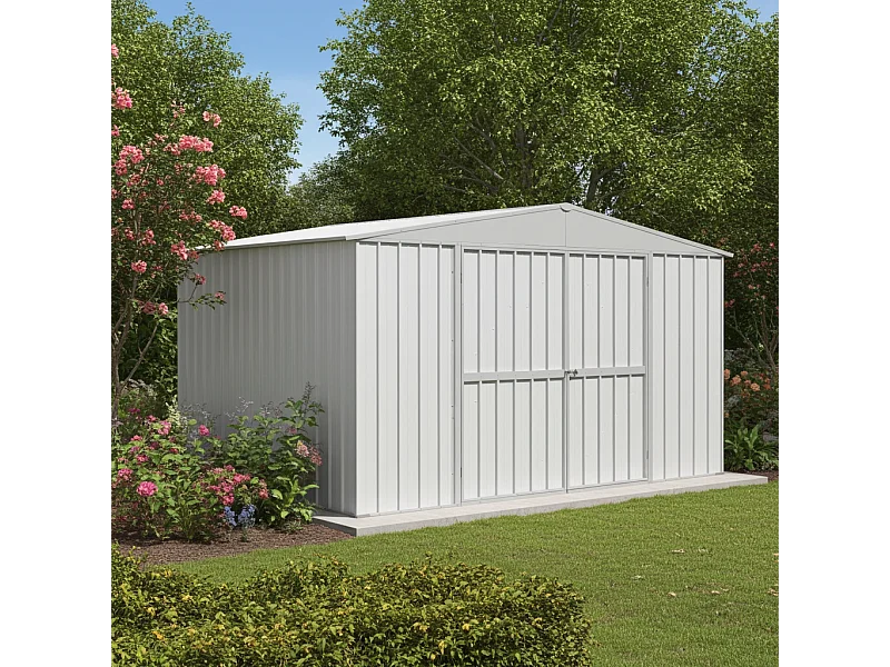 Box attrezzi giardino in Acciaio Zincato 360x260cm x h2.12m - 130KG - 9,36mq - BIANCO