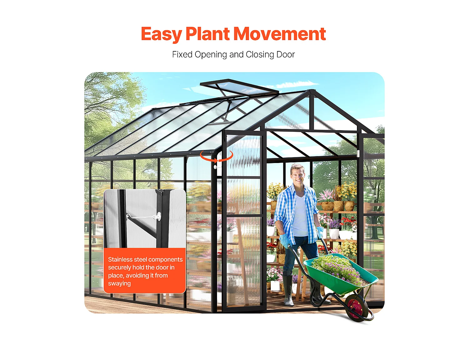 Serre en Polycarbonate SucceBuy, 236x346x206 cm, Option de Promenade Extérieure pour Jardin