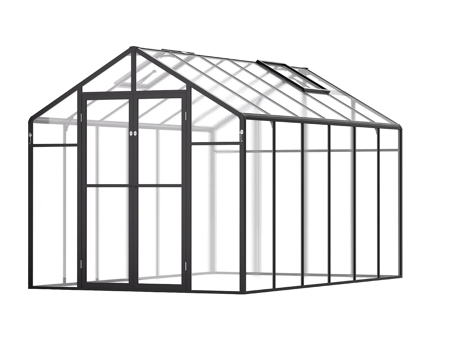 Serre en Polycarbonate SucceBuy, 236x346x206 cm, Option de Promenade Extérieure pour Jardin