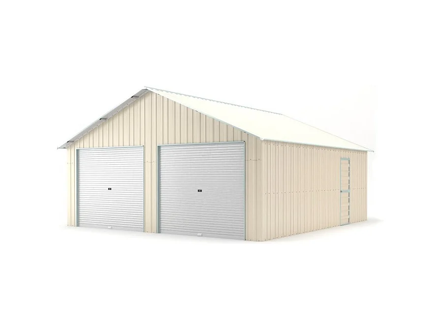 Box container deposito auto lamiera capanno in Acciaio Zincato con doppia saracinesca 666x724cm x h3,80m - 810KG - 48,22 mq - BEIGE