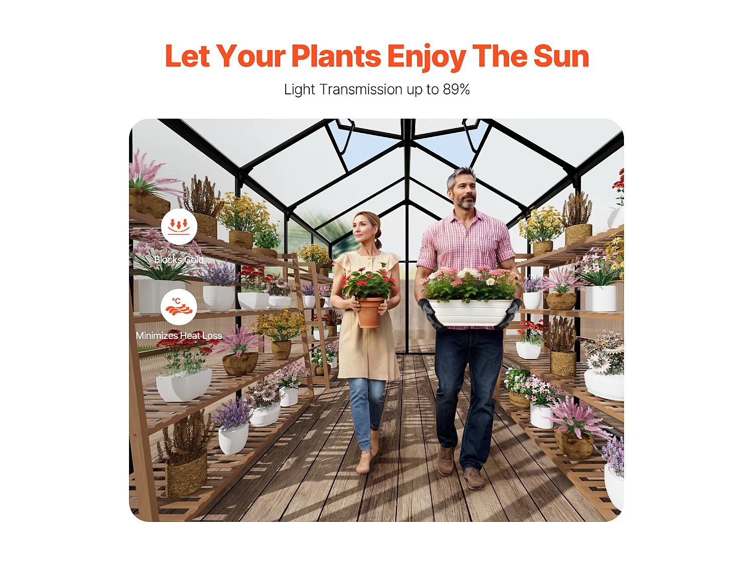 Serre en Polycarbonate SucceBuy,  236x289x206 cm, Option de Promenade Extérieure pour Jardin