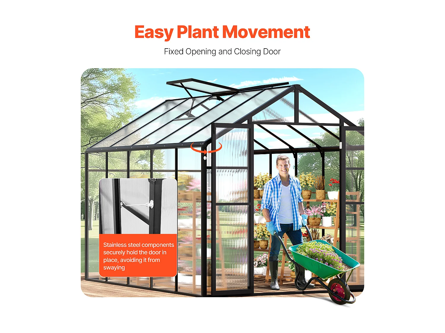 Serre en Polycarbonate SucceBuy,  236x289x206 cm, Option de Promenade Extérieure pour Jardin