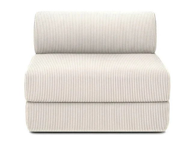 Canapé d'angle modulable et convertible 6 places - Velours côtelé - Blanc