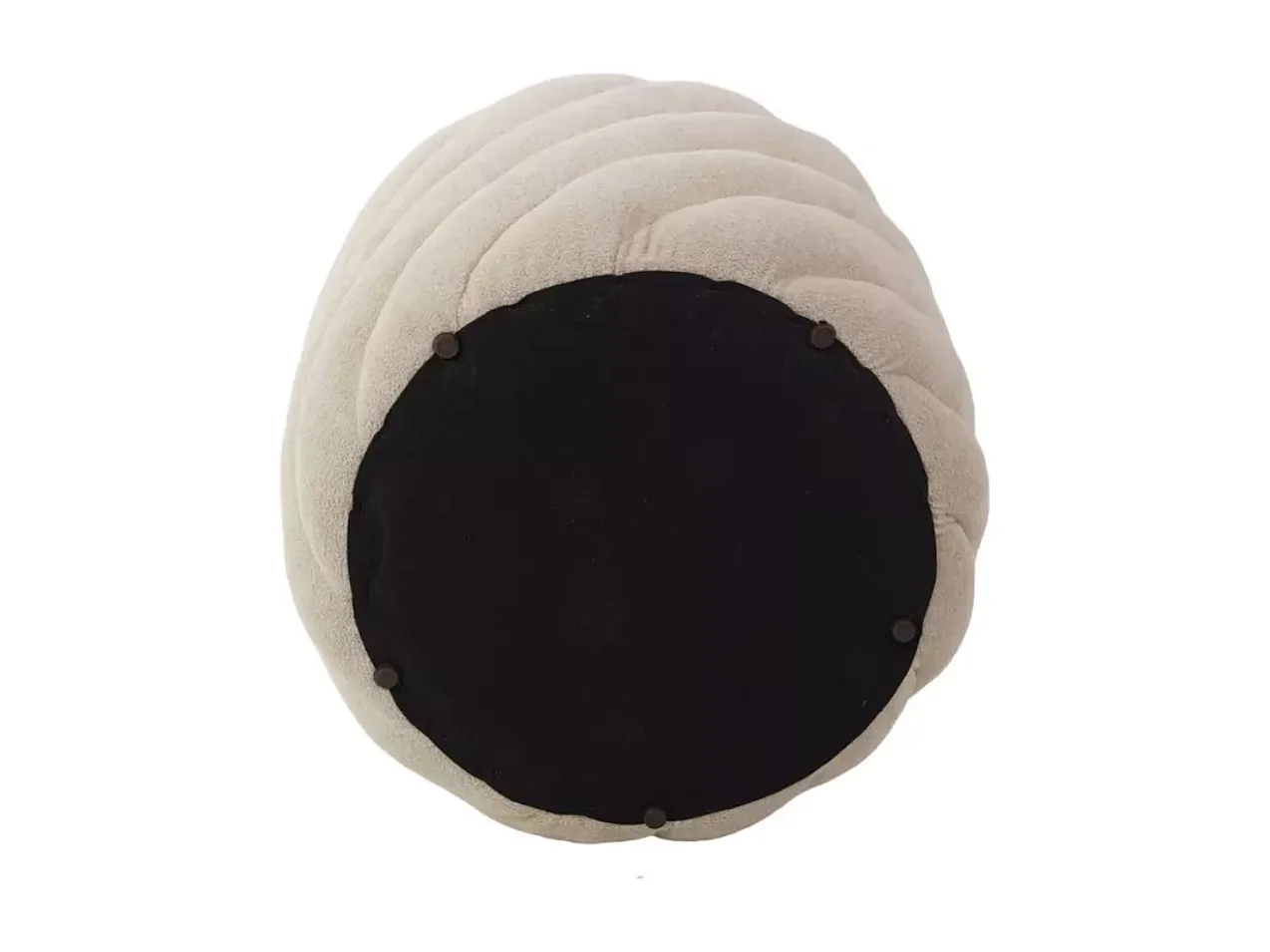 Pouf rond en tissu beige avec rangement intégré et finition spirale originale SORARO
