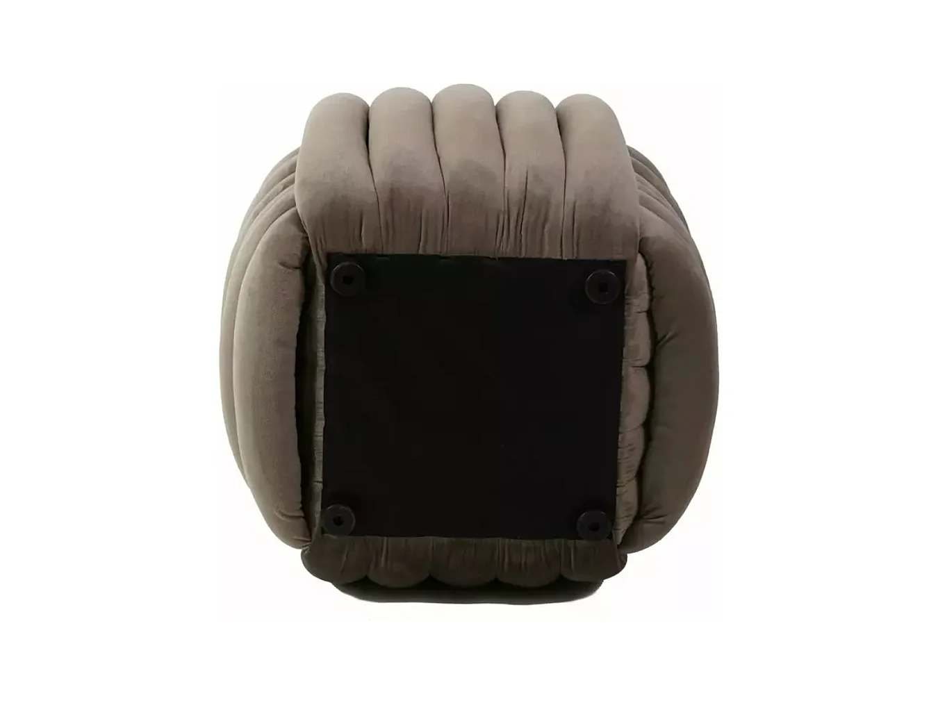 Pouf matelassé en velours beige, design compact et moderne MOLIAR