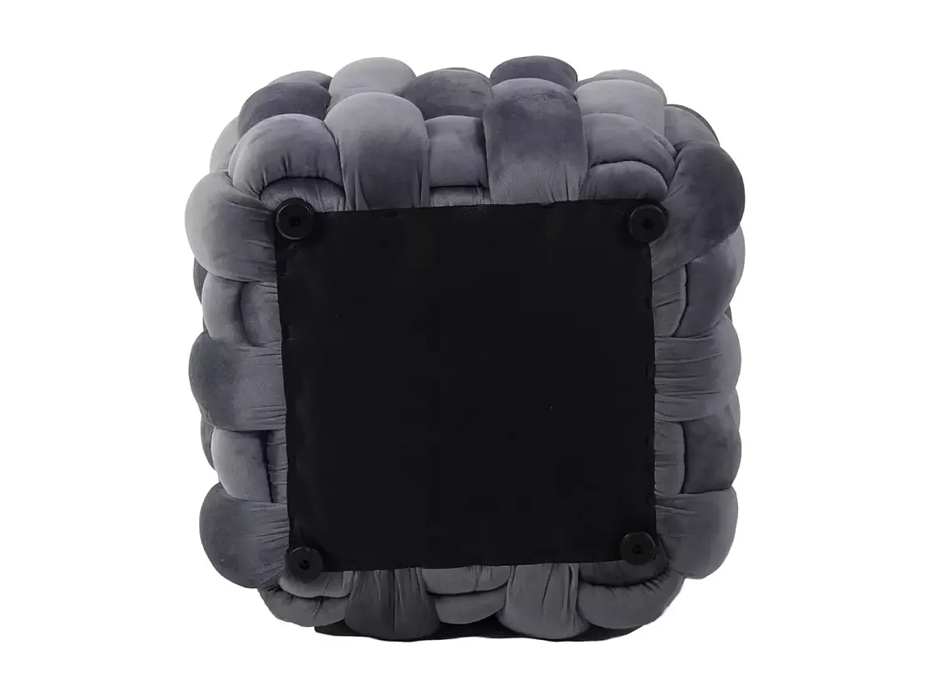 Pouf en velours gris avec tressage épais et rembourrage moelleux carré PROPULZ