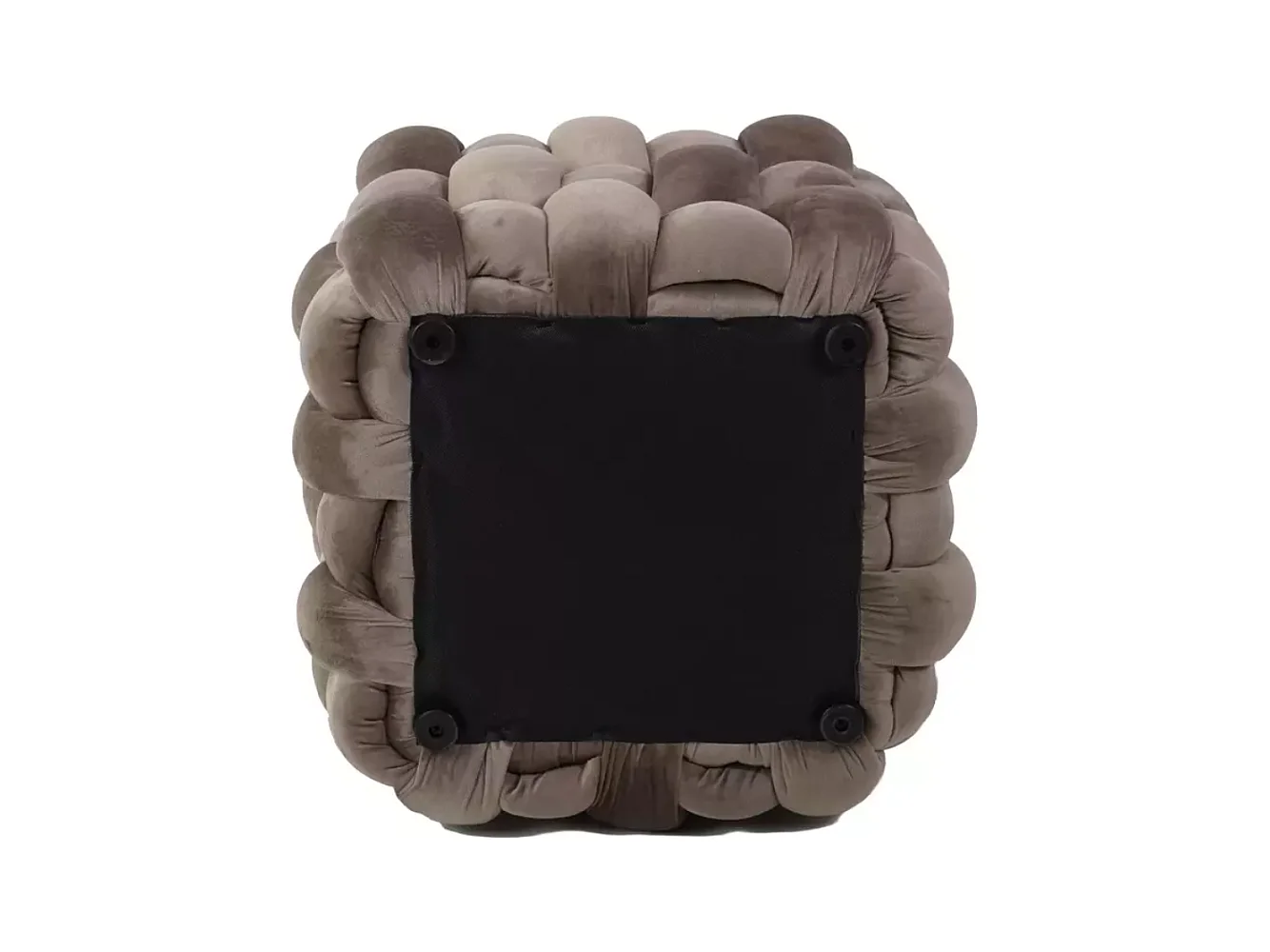 Pouf tressé en velours beige avec assise généreuse et structure carrée PROPULZ