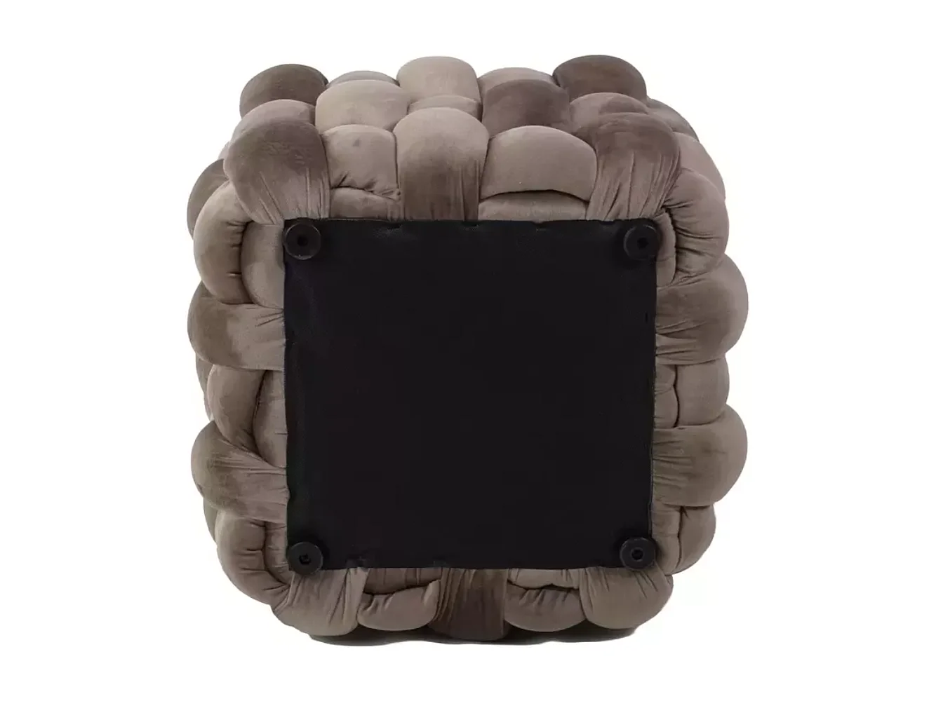 Pouf tressé en velours beige avec assise généreuse et structure carrée PROPULZ