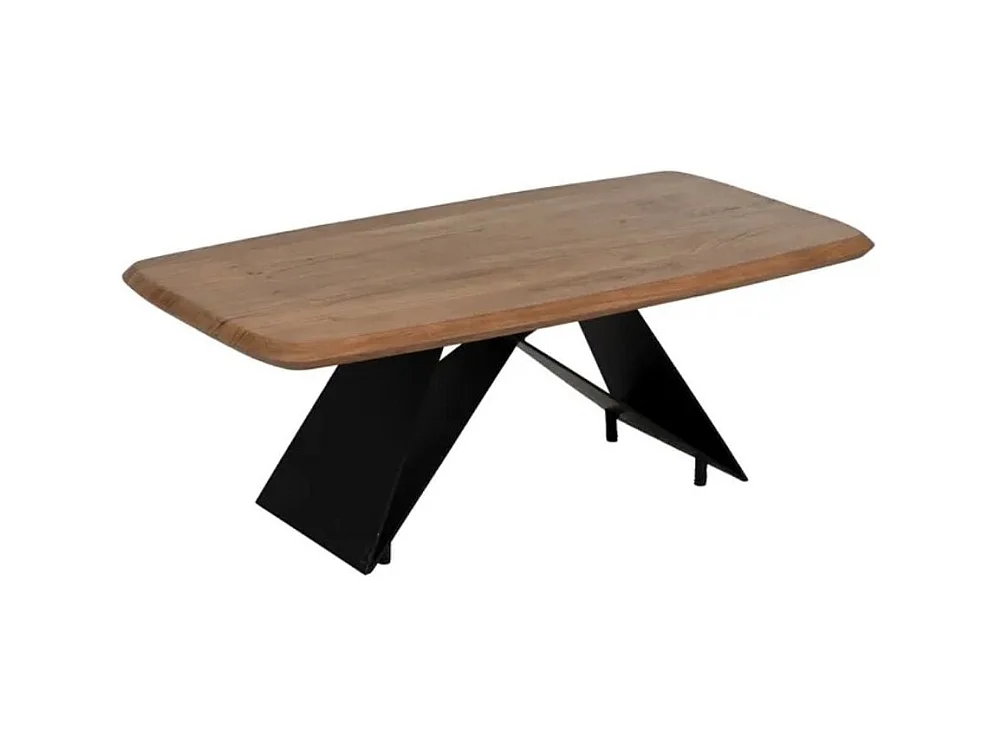 Table basse acacia massif 110 x 60 cm pied X métal noir HIMERA