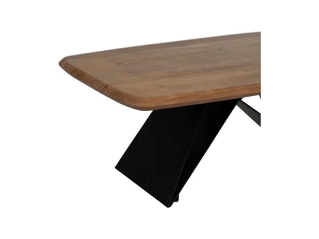 Table basse acacia massif 110 x 60 cm pied X métal noir HIMERA