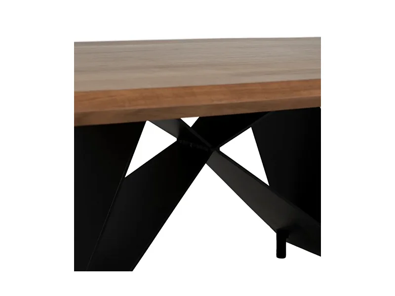 Table basse acacia massif 110 x 60 cm pied X métal noir HIMERA