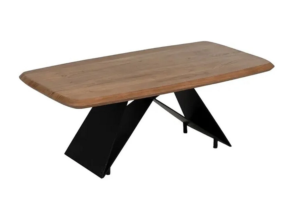 Table basse acacia massif 110 x 60 cm pied X métal noir HIMERA