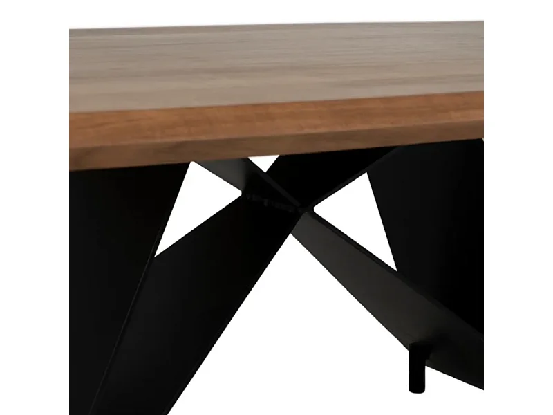 Table basse acacia massif 110 x 60 cm pied X métal noir HIMERA