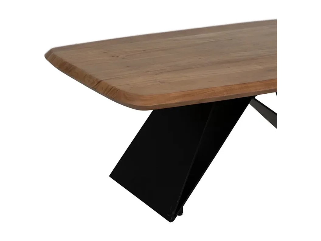 Table basse acacia massif 110 x 60 cm pied X métal noir HIMERA