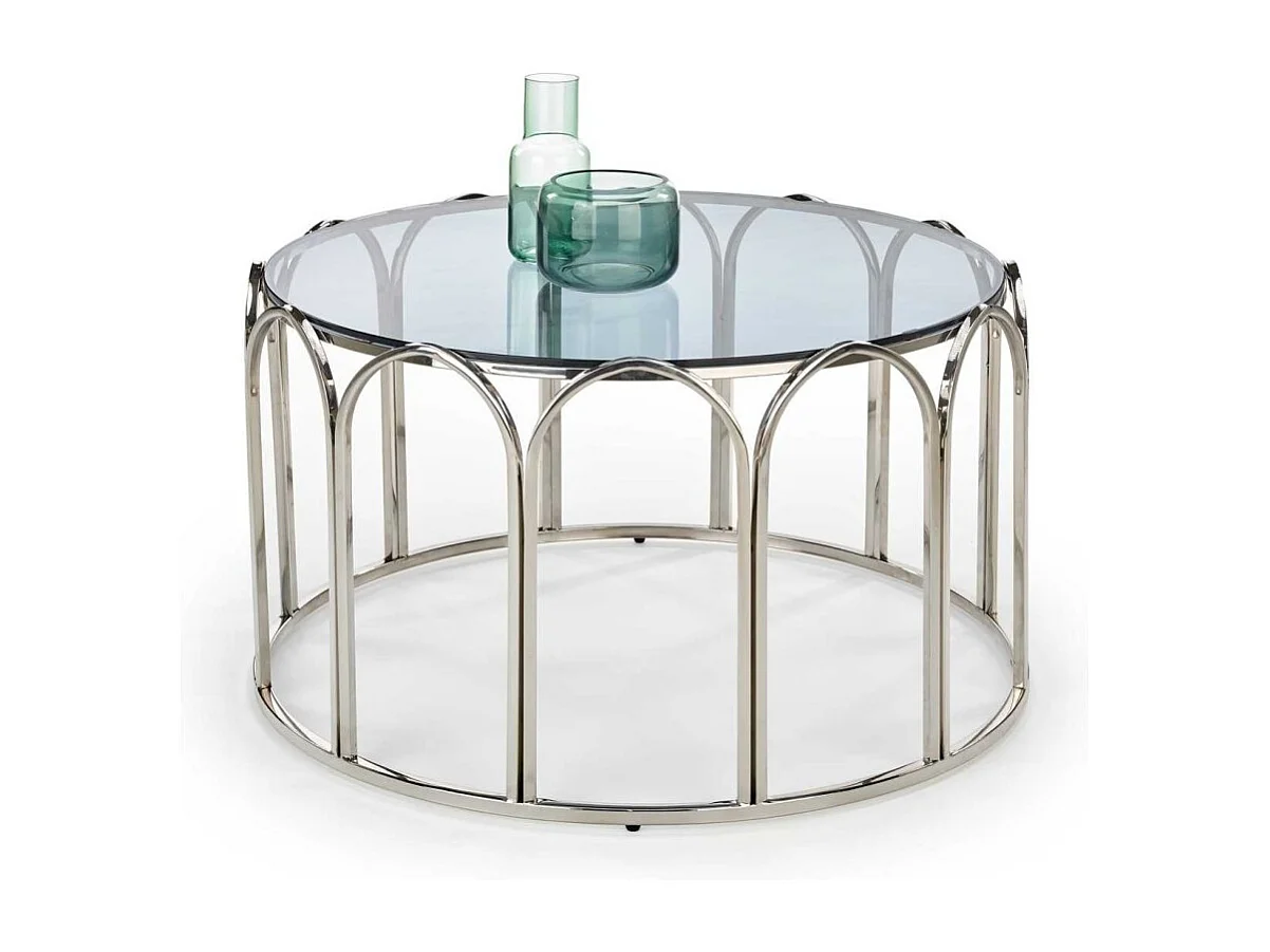 Couchtisch Olivia/Stahl&Glas/Silber