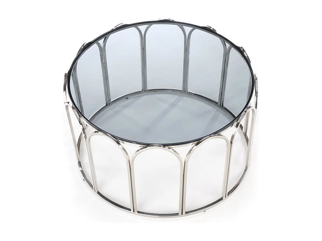 Couchtisch Olivia/Stahl&Glas/Silber