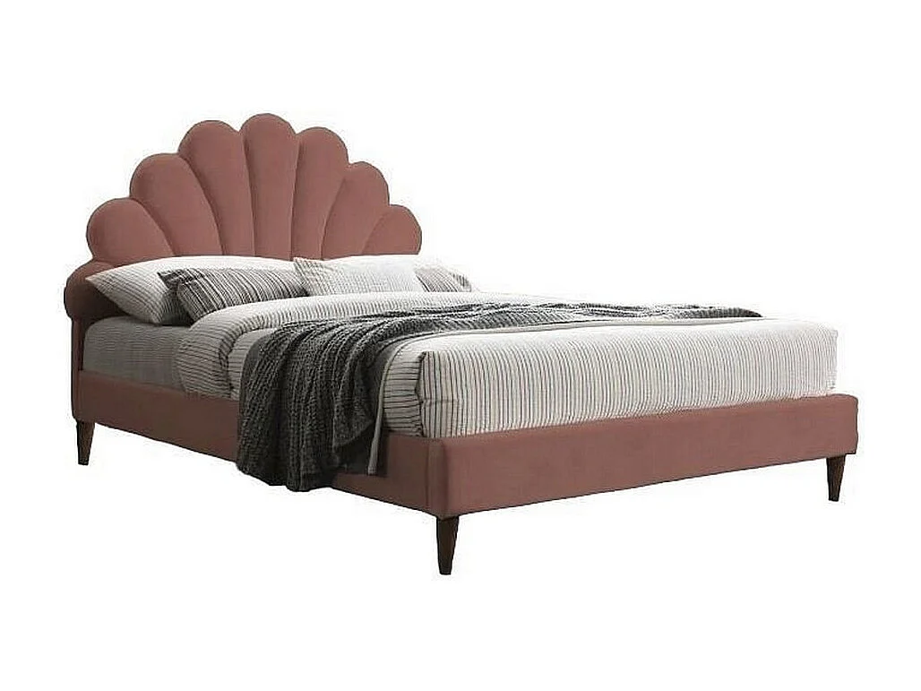 Letto Sohan in velluto rosa conchiglia 160 x 200 cm