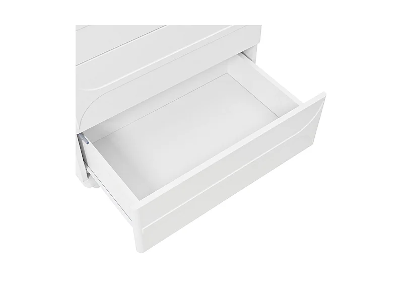 Commode avec 5 tiroirs - Design de relief - Corners arrondis - pieds métal - Panneau de particule + MDF - 60×40×109cm