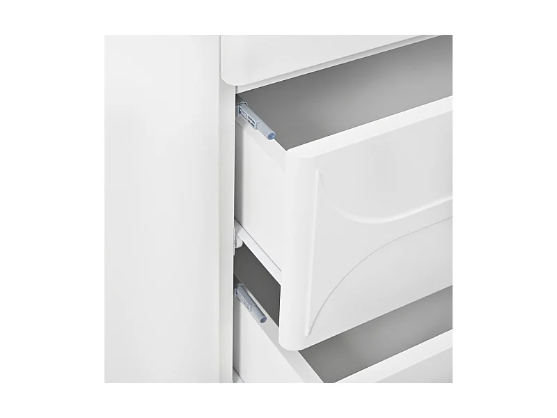 Commode avec 5 tiroirs - Design de relief - Corners arrondis - pieds métal - Panneau de particule + MDF - 60×40×109cm