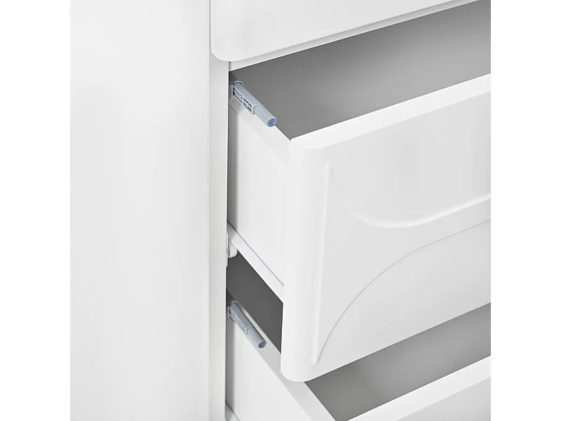 Kommode mit 5 Schubladen - Relief-Design - Abgerundete Ecken - Metallfüße - Spanplatte + MDF - 60×40×109 cm