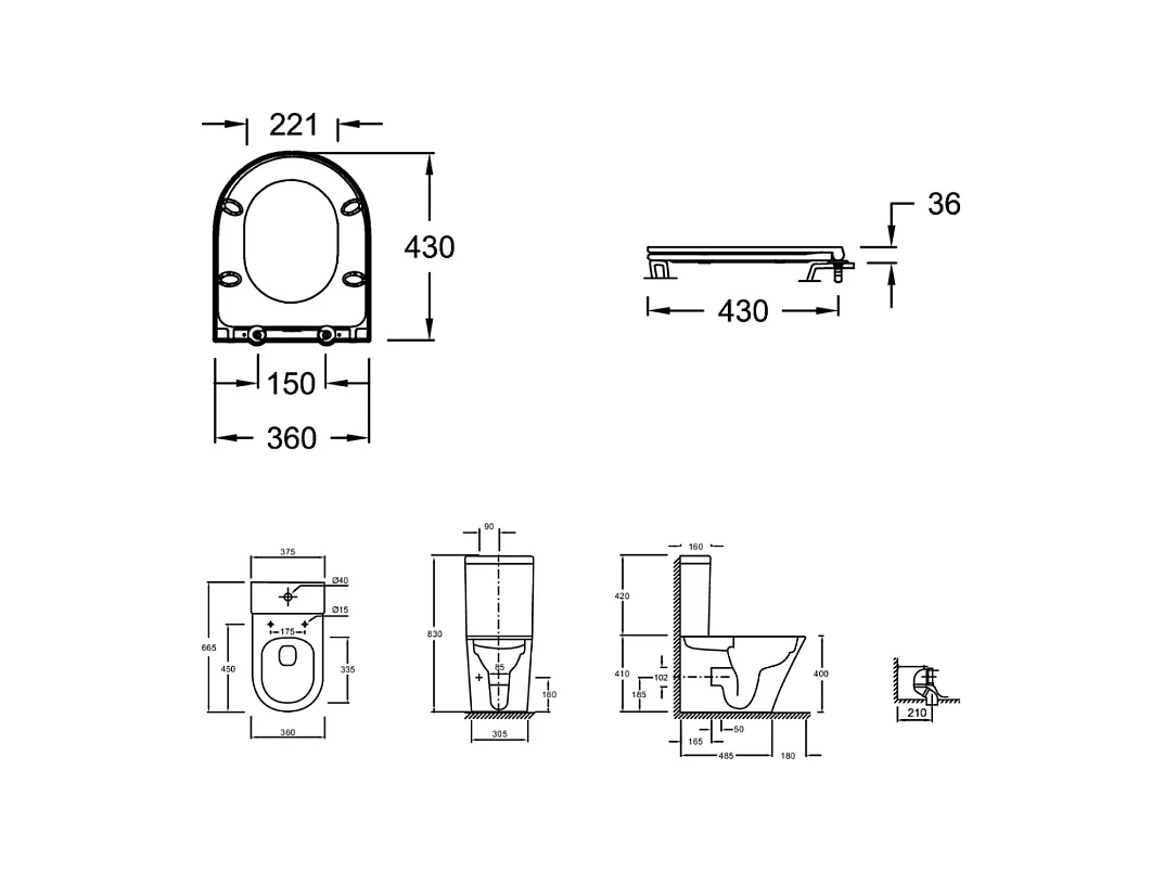 WC au sol sans bride JACOB DELAFON Rodin+ sortie vario avec abattant avec nettoyant