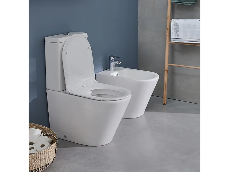 WC au sol sans bride JACOB DELAFON Rodin+ sortie vario avec abattant avec nettoyant